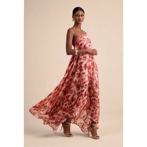 Lulus Dezzi Blush Multi Floral Halter Shift Maxi Dress size S